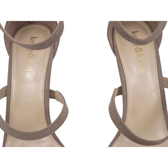 🌟 Kelly & Katie Cleo Heeled Sandal - Nude/Beige Faux Suede - Size 8 🌟 - Picture 7 of 11